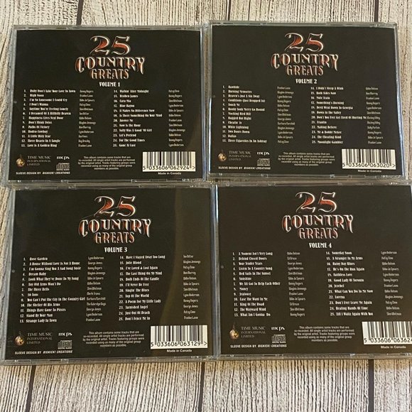 25 Country Hits Volumes 1-4 Music CDs Time Music Made in Canada - Picture 2 of 3